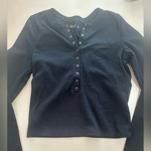 Abercrombie Black Long Sleeve Button Up Top